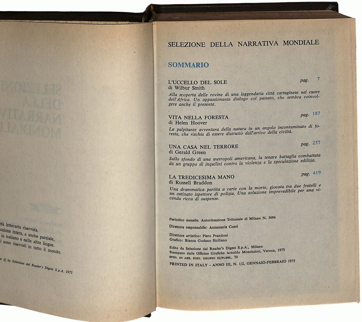 EBOND Selezione Della Narrativa Mondiale: L'uccello Del Sole 1975 Libro LI030212