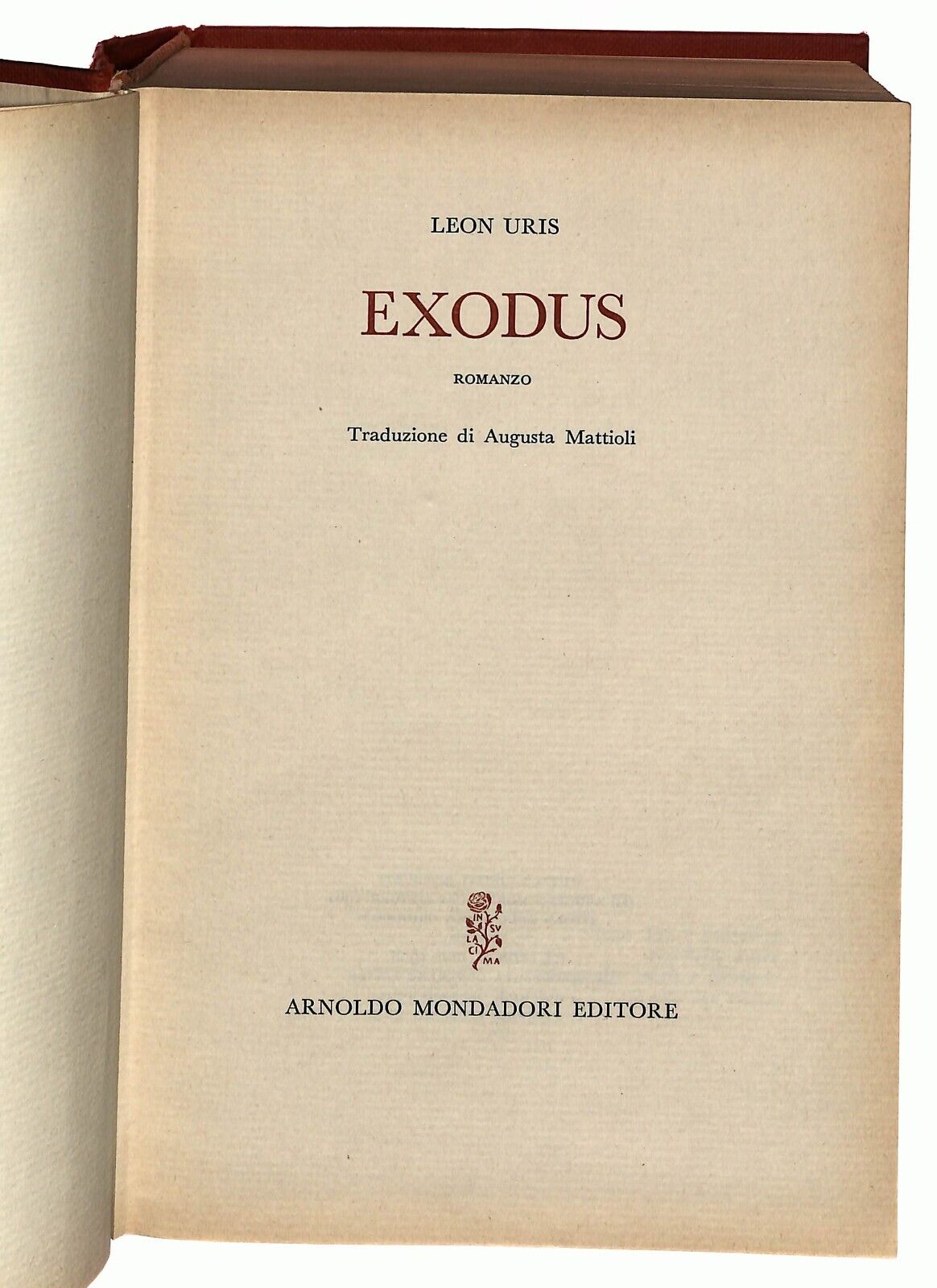 EBOND Exodus Leon Uris Mondadori 1962 Libro LI030514