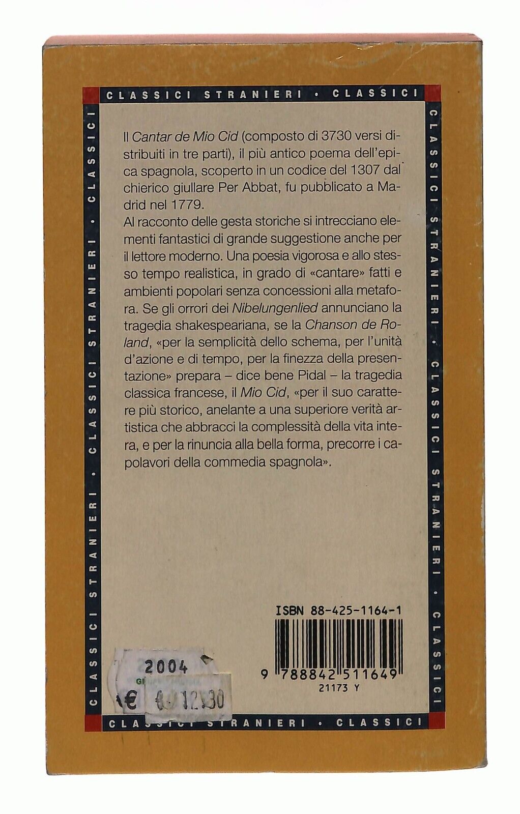 EBOND Cantar De Mio Cid­ Cantare Del Cid Mursia 1976 Libro LI030521