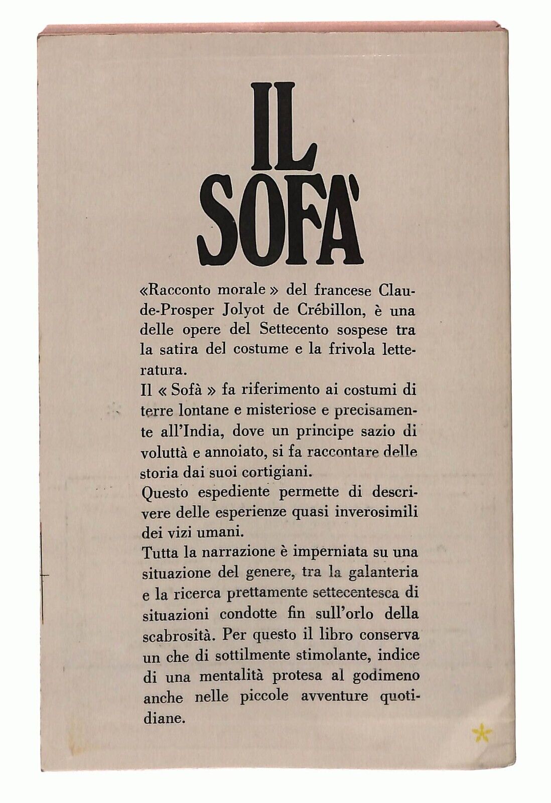 EBOND Il Sofa Crebillon Fils 1969 Libro LI030910