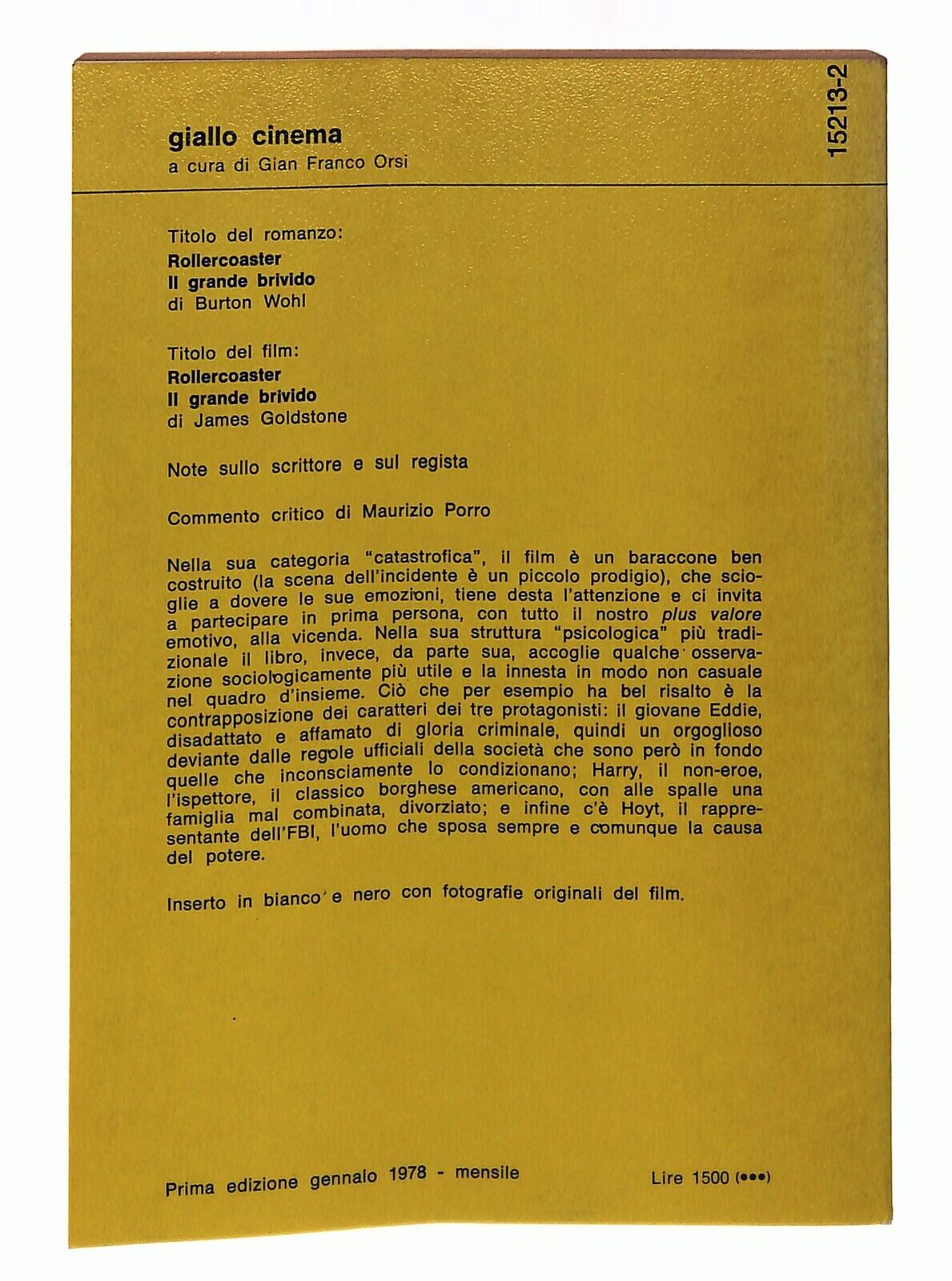 EBOND Rollercoaster Il Grande Brivido Burton Wohl Mondadori 1978 Libro LI031111