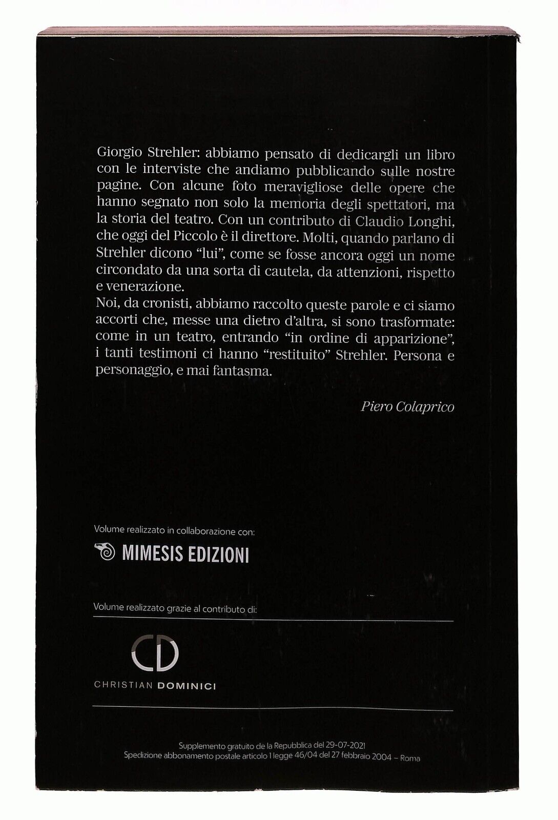 EBOND Il Gigante Del Piccolo Strehler La Repubblica 2021 Libro LI031703