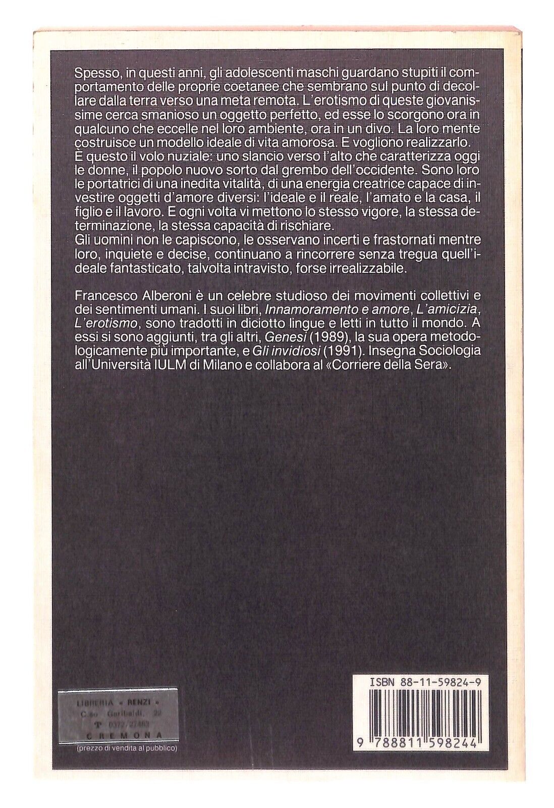 EBOND Il Volo Nuziale Francesco Alberoni, Ed. Garzanti 1992 Libro LI032008
