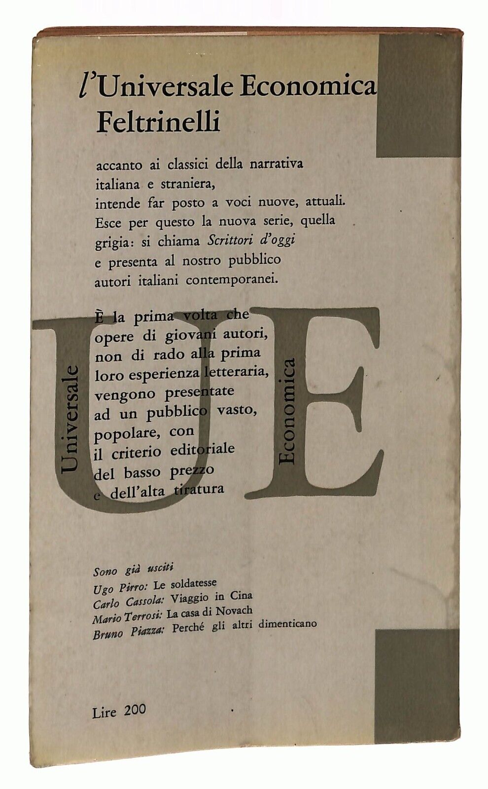 EBOND Squarcio Franco Solinas Feltrinelli 1956 Libro LI032820