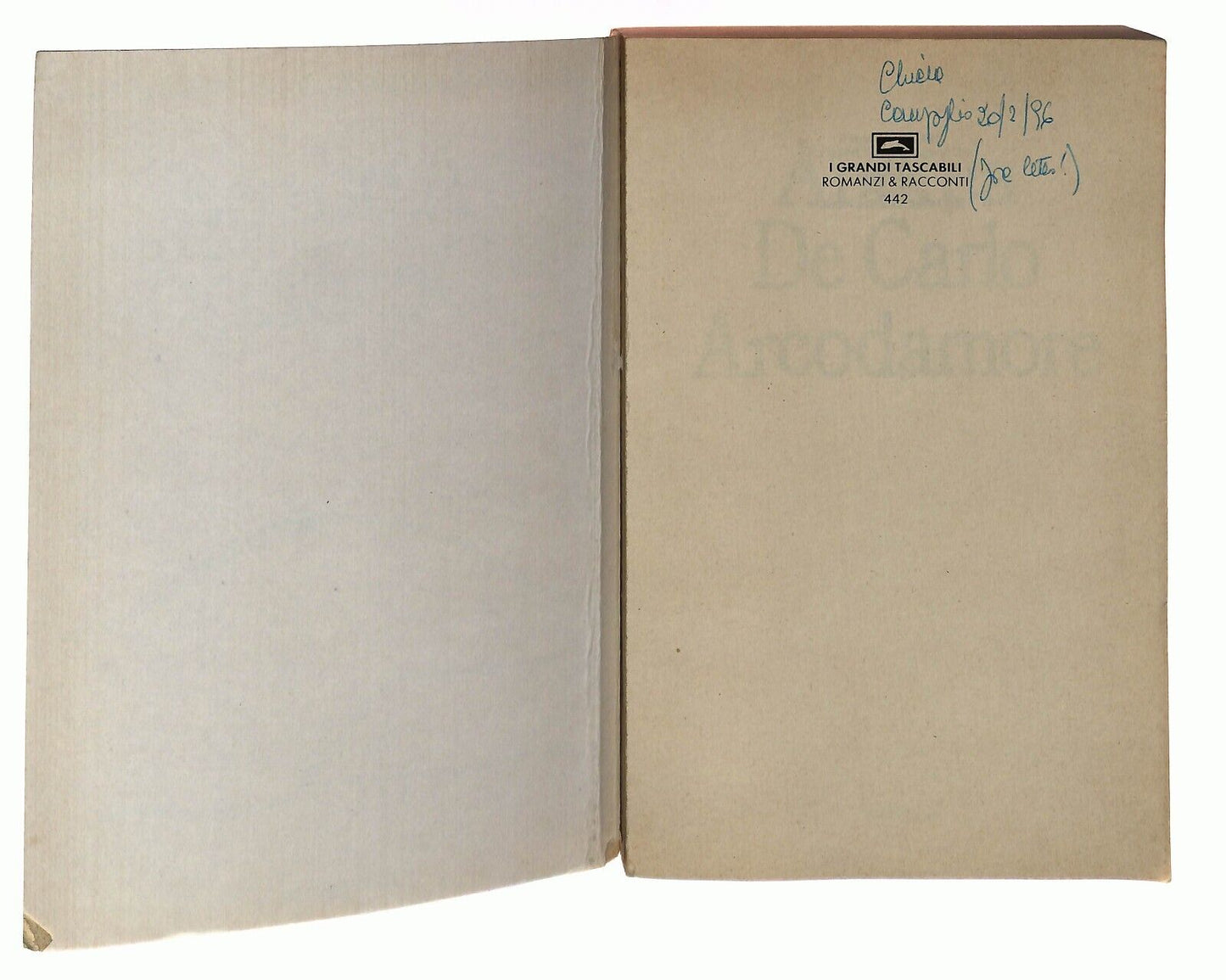 EBOND Arcodamore De Carlo Andrea Bompiani Libro LI033205