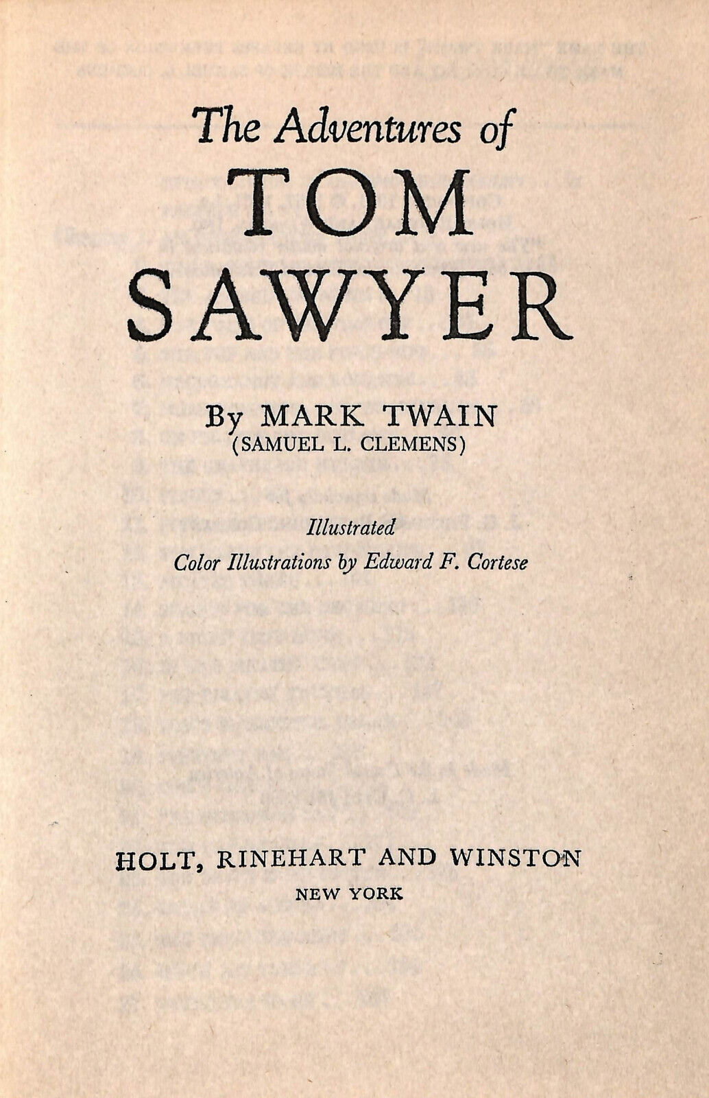 EBOND The Adventure Of Tom Sawyer Di Mark Twain 1961 Libro LI033601