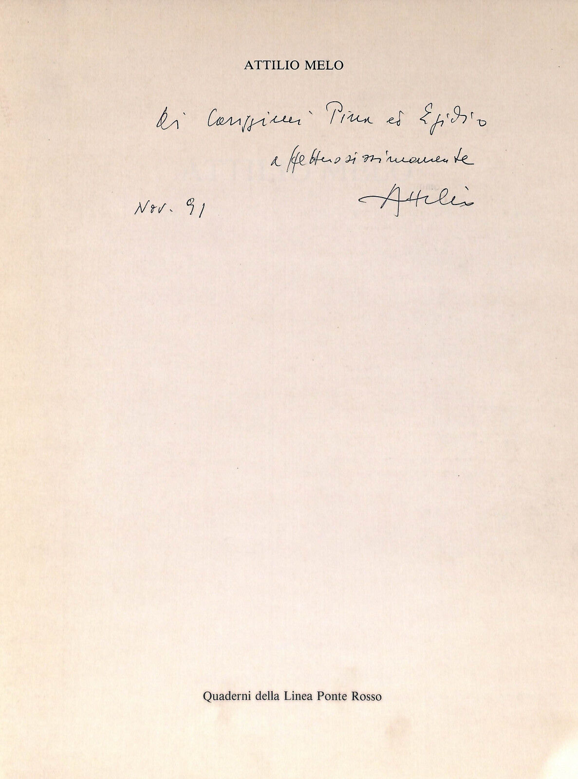 EBOND Attilio Melo Di Alberico Sala Firma Attilio Melo Libro LI033627