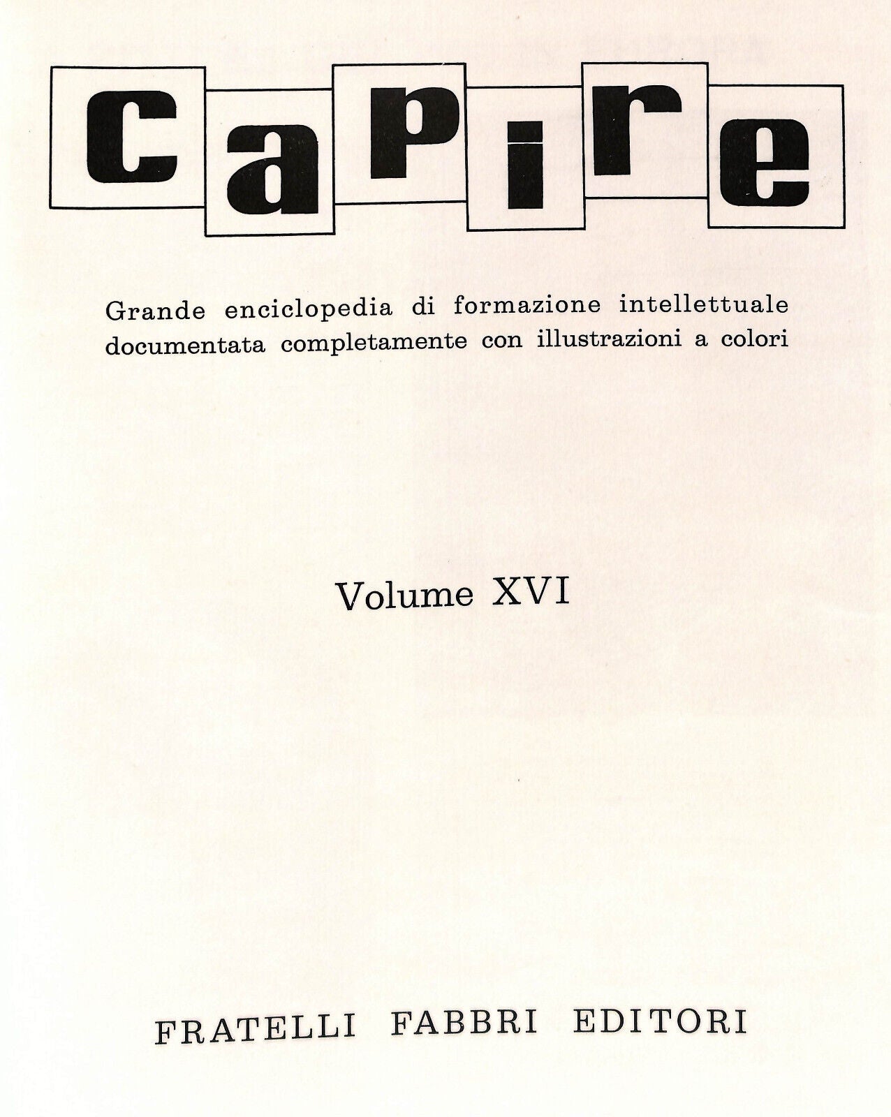 EBOND Capire Grande Enciclopedia Vol Xvi Fabbri Editore Libro LI034203