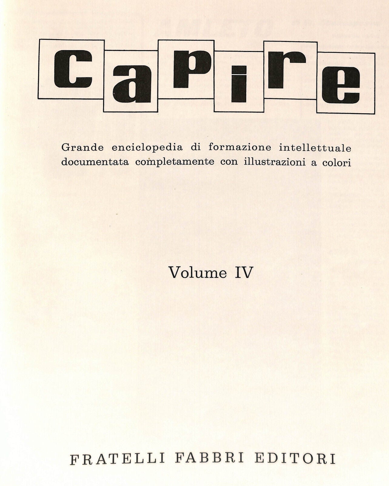 EBOND Capire Grande Enciclopedia Vol Iv Fabbri Editore Libro LI034210