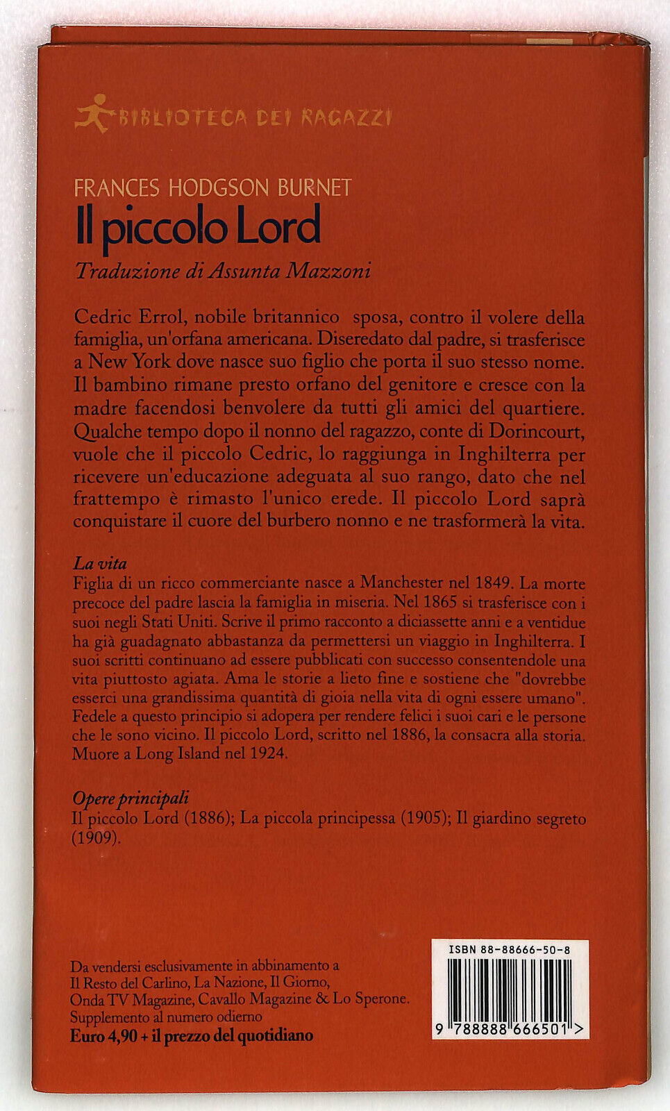 EBOND Il Piccolo Lord Di F. Hodgson Burnet Biblioteca Dei Ragazzi Libro LI034818