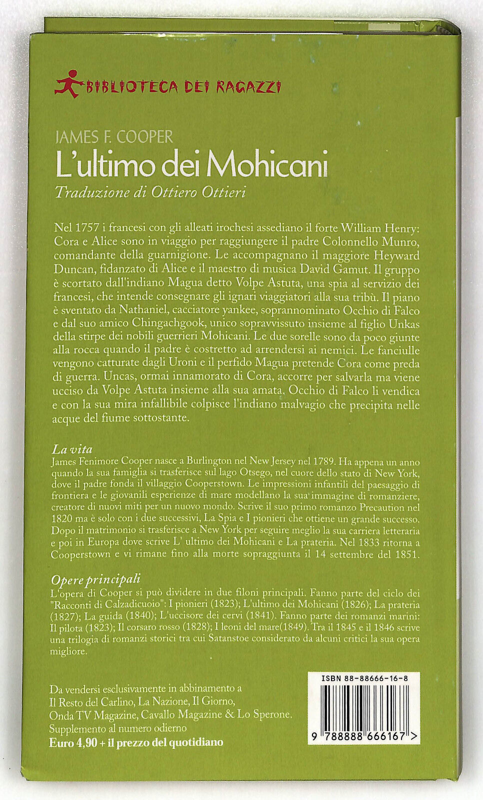 EBOND L'ultimo Dei Mohicani Di J F Cooper Biblioteca Dei Ragazzi Libro LI034828