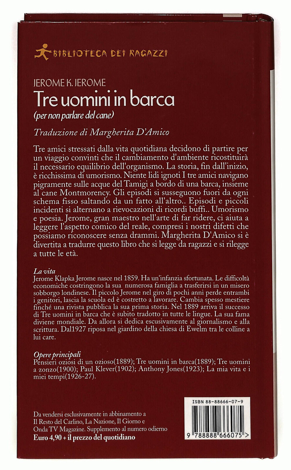 EBOND Tre Uomini In Barca Jerome K. Jerome Biblioteca Dei Ragazzi Libro LI034839