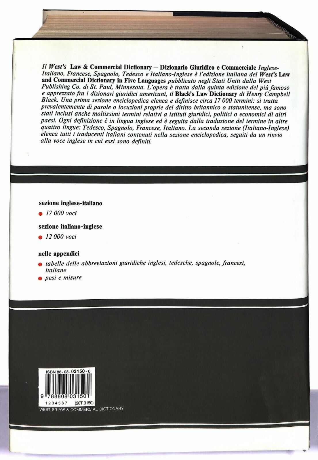 EBOND West's Law & Commercial Dictionary. Dizionario Giuridico Libro LI035732