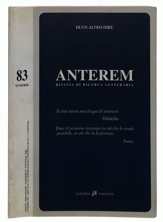 EBOND Anterem 83 Di Un Altro Dire 2011 Libro LI036081