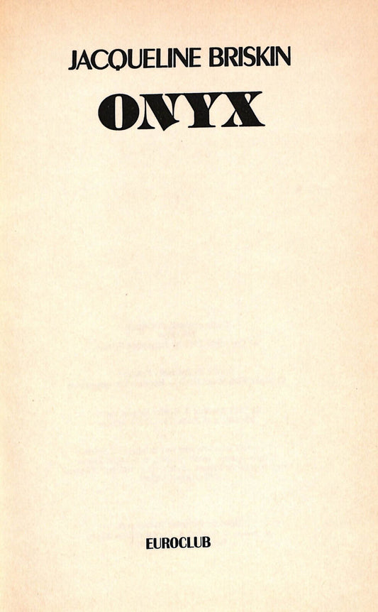 EBOND Onyx Di Jacqueline Briskin Euroclub Libro LI036579