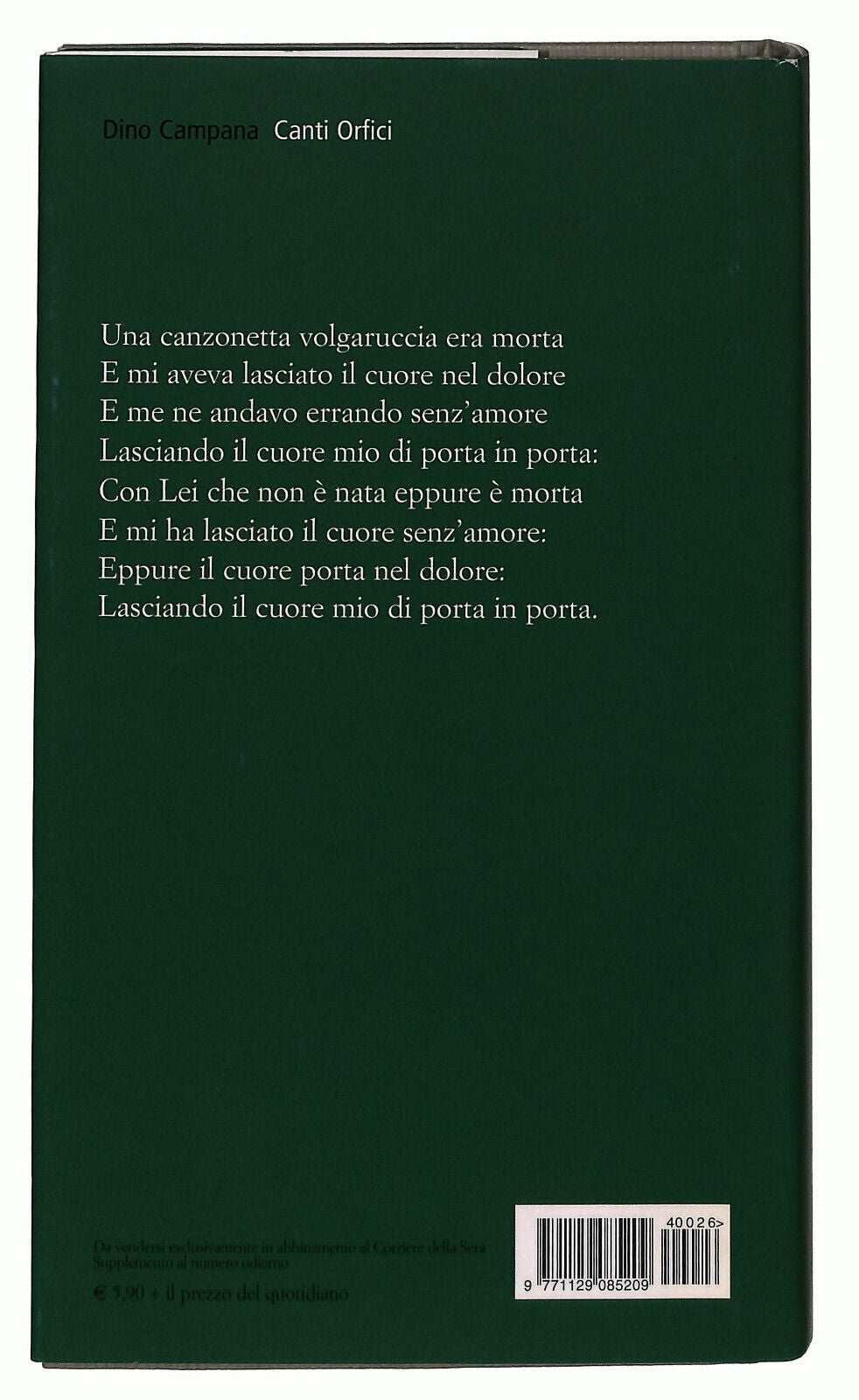 EBOND La Grande Poesia Canti Orfici Corriere Della Sera N. 26 Libro LI036614