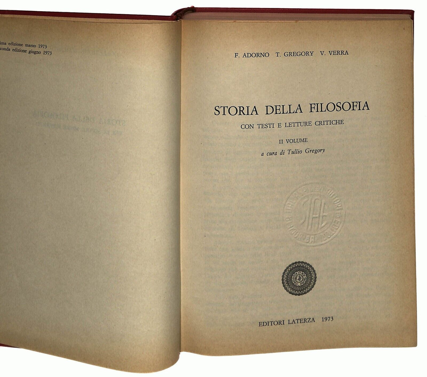 EBOND Storia Della Filosofia Volume Ii Gregory La Terza 1973 Libro LI036855