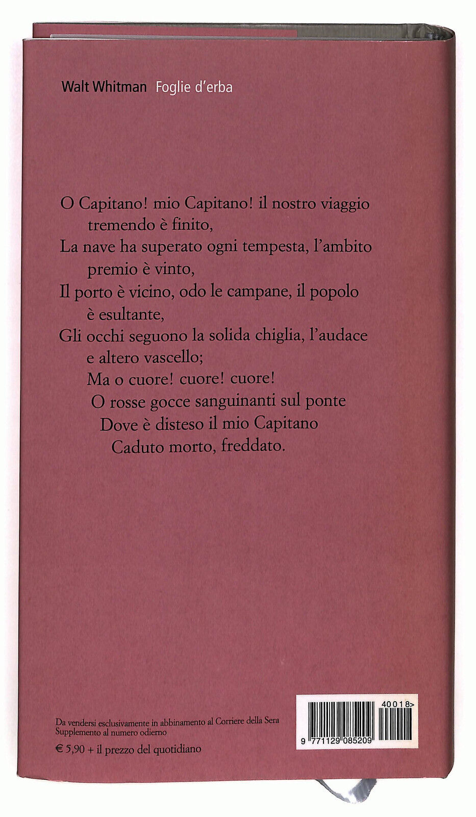 EBOND La Grande Poesia Foglie D'erba Corriere Della Sera N. 18 Libro LI036927