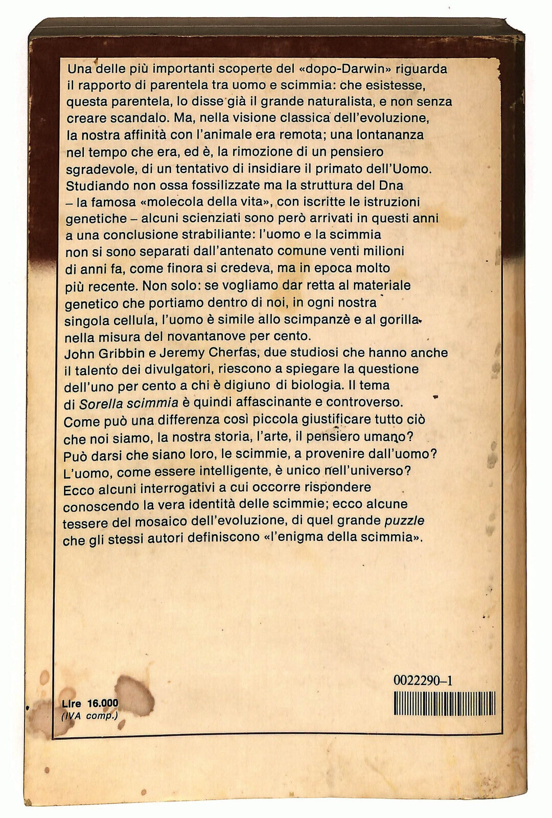 EBOND Sorella Scimmia L'enigma Dell'origine Dell'uomo Libro LI037155