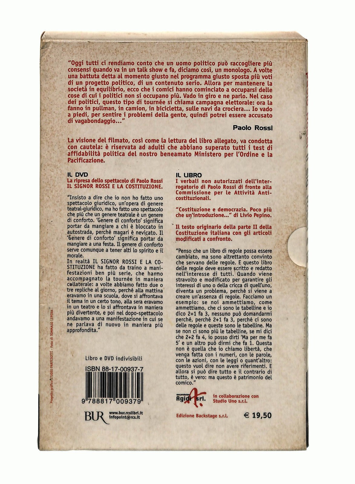 EBOND Il Sig Rossi e La Costituzione Paolo Rossi Rizzoli Con DVD Libro LI037233