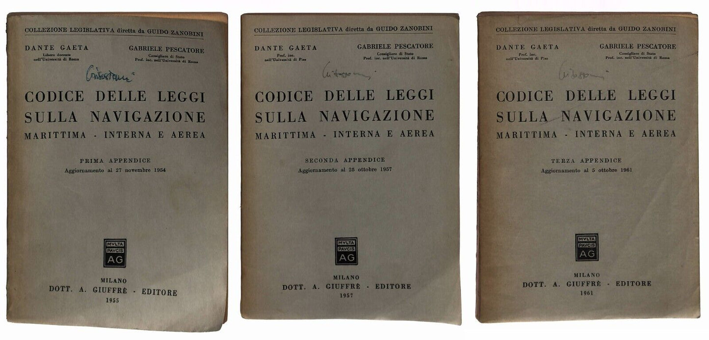 EBOND Codice Delle Leggi Sulla Navigazione 3 Volumi 1955 Libro LI037308