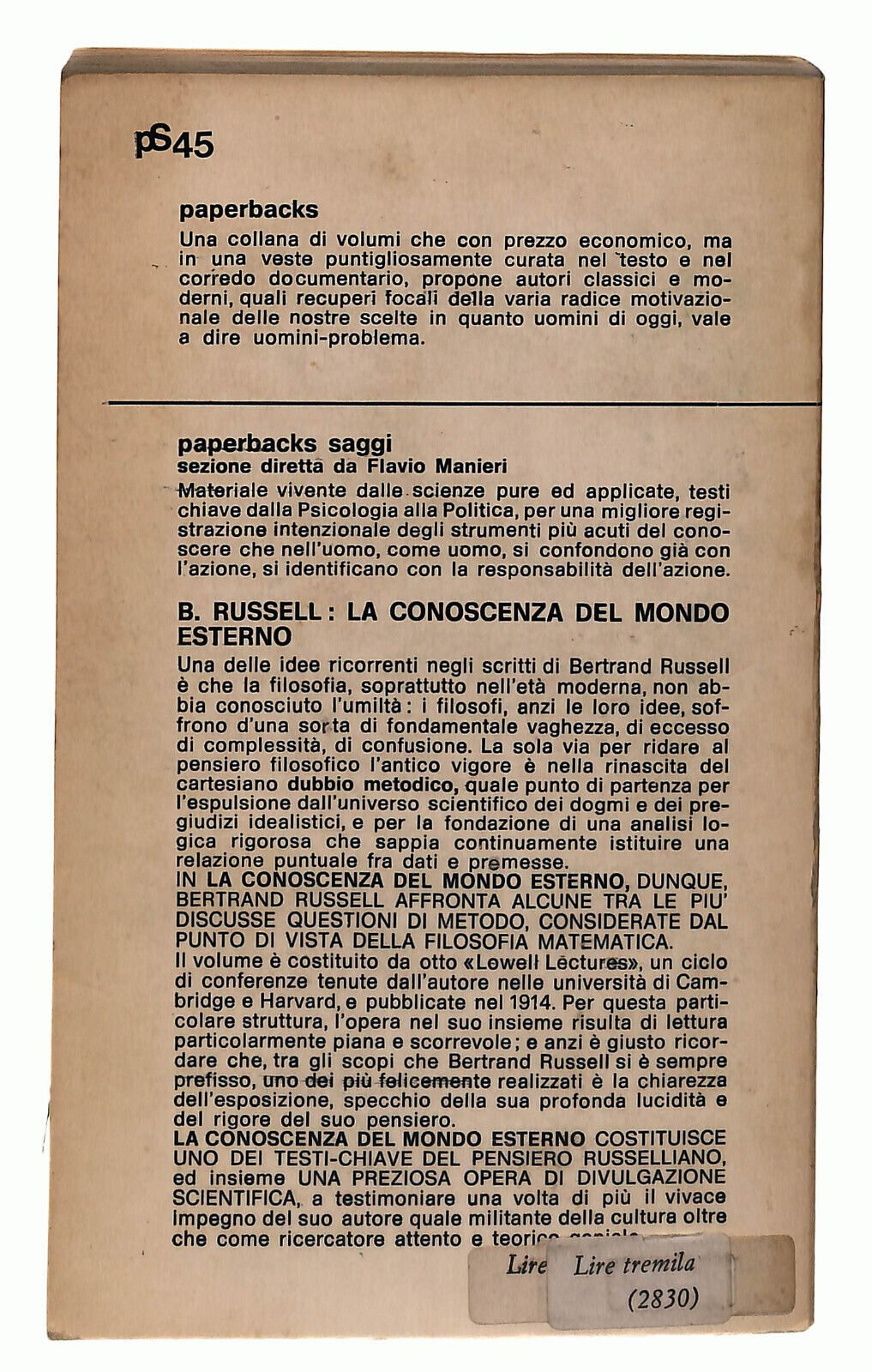 EBOND La Conoscenza Del Mondo Esterno Russell Bertrand Newton Libro LI037642