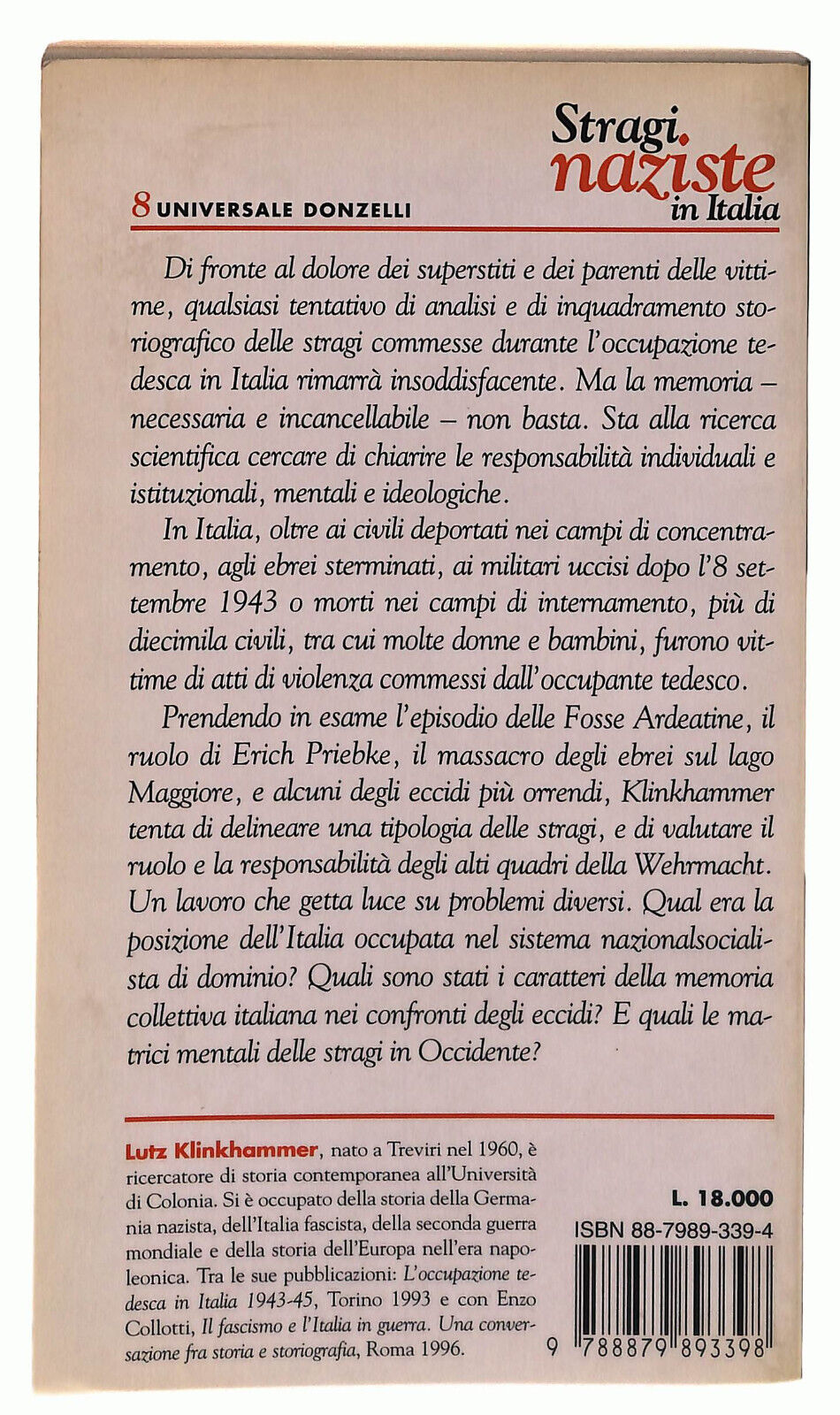 EBOND Stragi Naziste In Italia (1943-44) Lutz Klinkhammer Libro LI037684