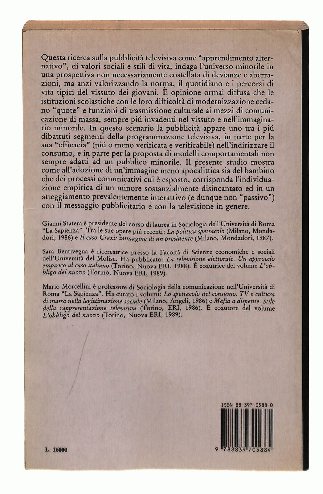 EBOND Crescere Con Lo Spot Bentivegna Statera Morcellini Libro LI037831