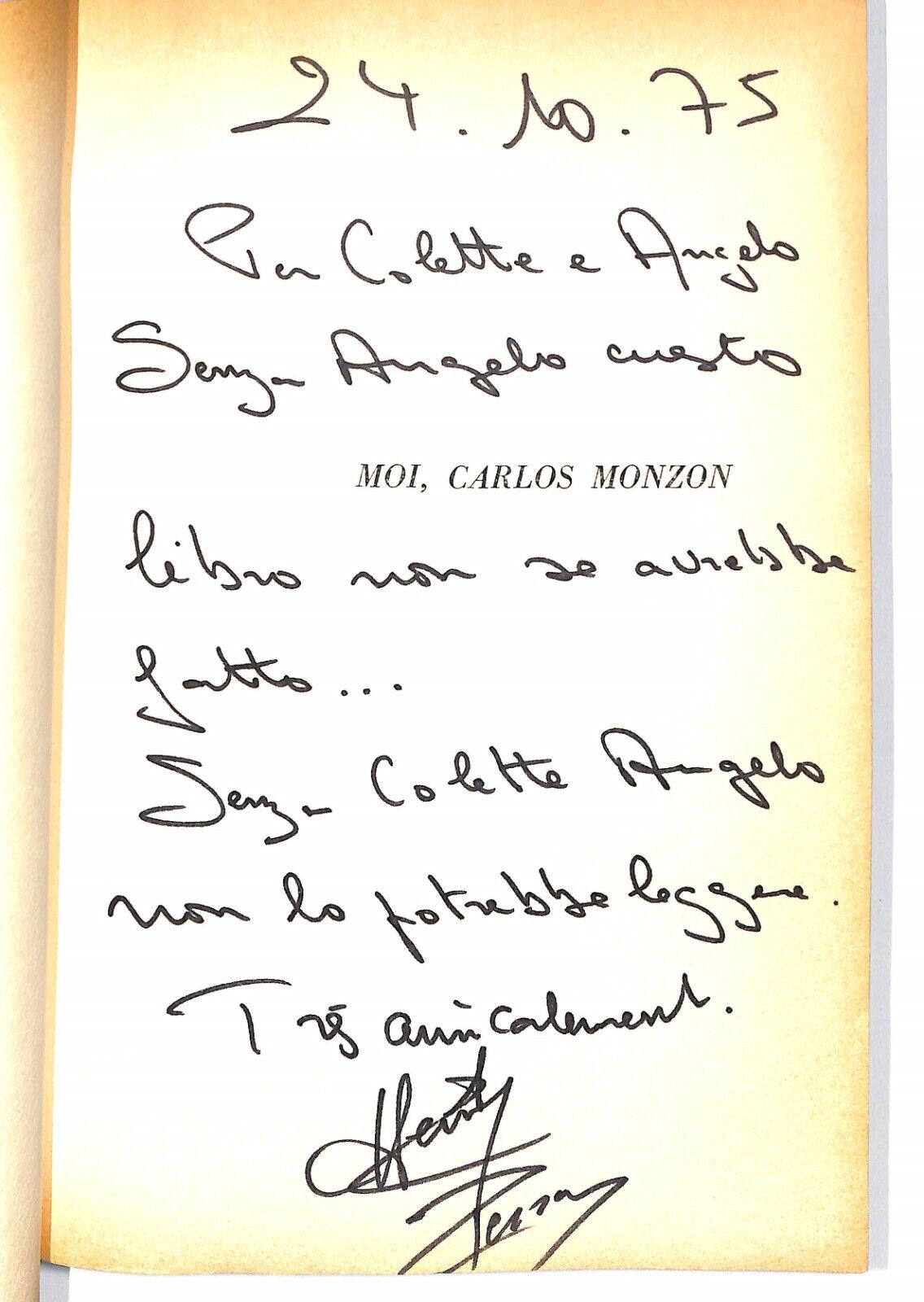 EBOND Moi Carlos Monzon Pessar Autografato Con Dedica 1975 Libro LI038385
