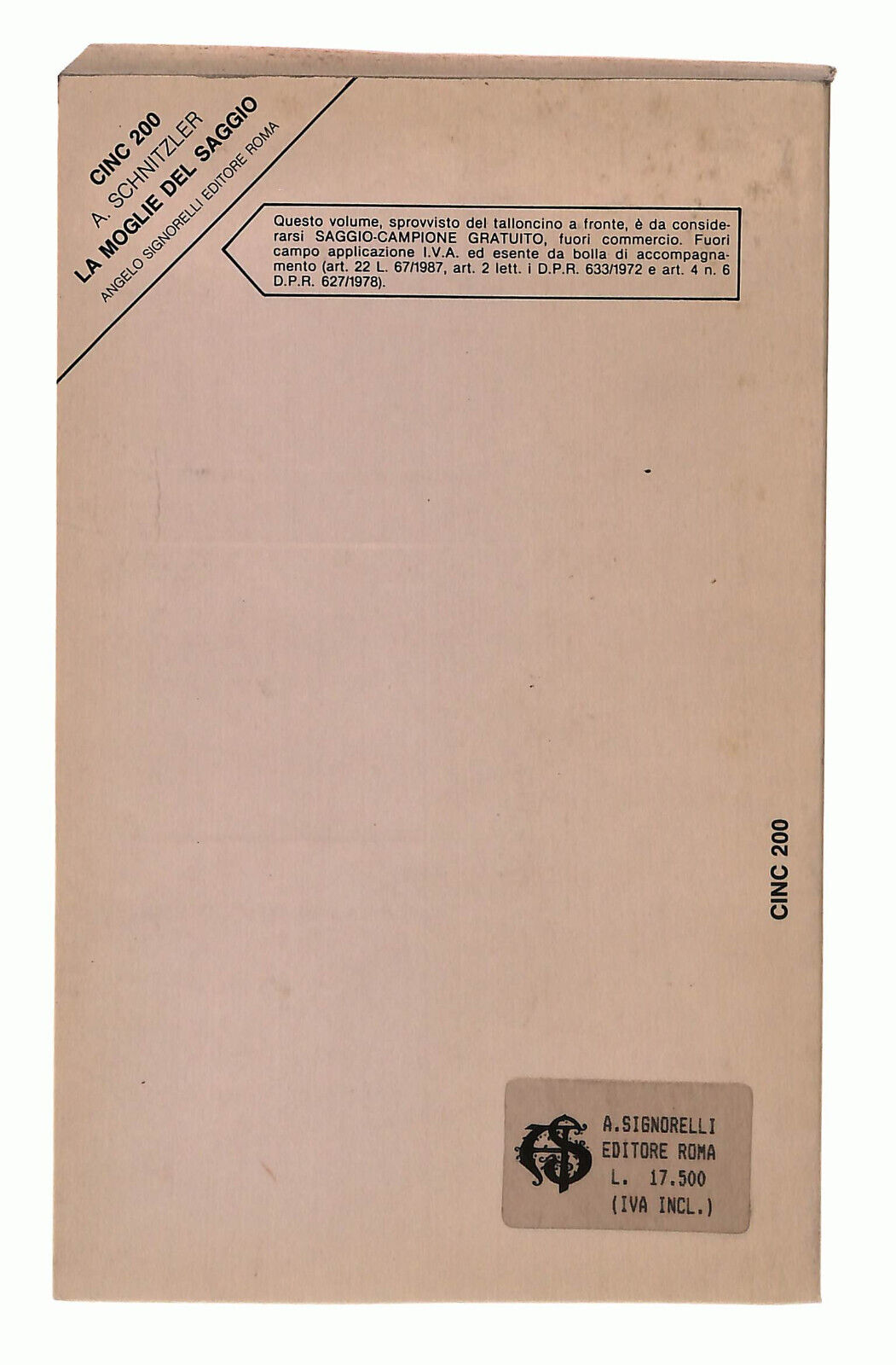 EBOND La Moglie Del Saggio Schnitzler Libro LI038502