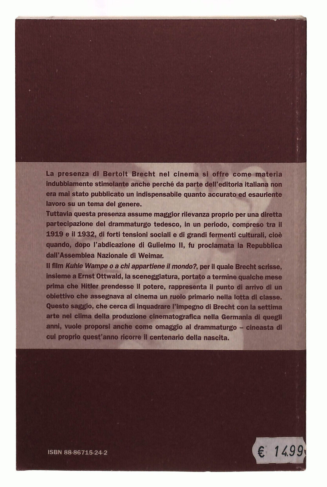 EBOND Bertolt Brecht e Il Cinema Di Weimar Libro LI039730