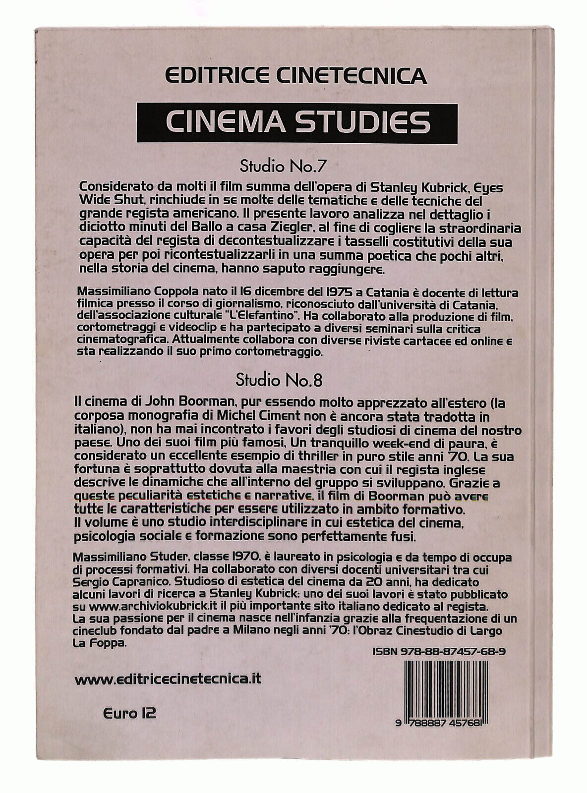 EBOND Cinema Studies N°7 e N°8 Cinetecnica Coppola Studer Libro LI040207