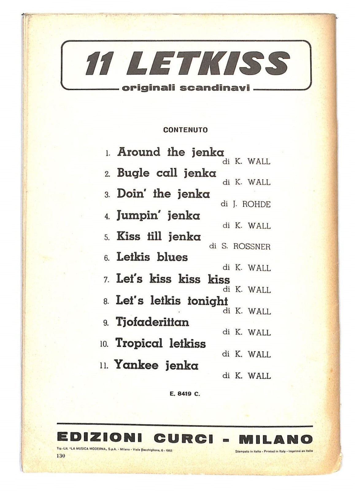 EBOND Spartiti Musicali - 11 Letkiss Originali Scandinavi Libro LI040254