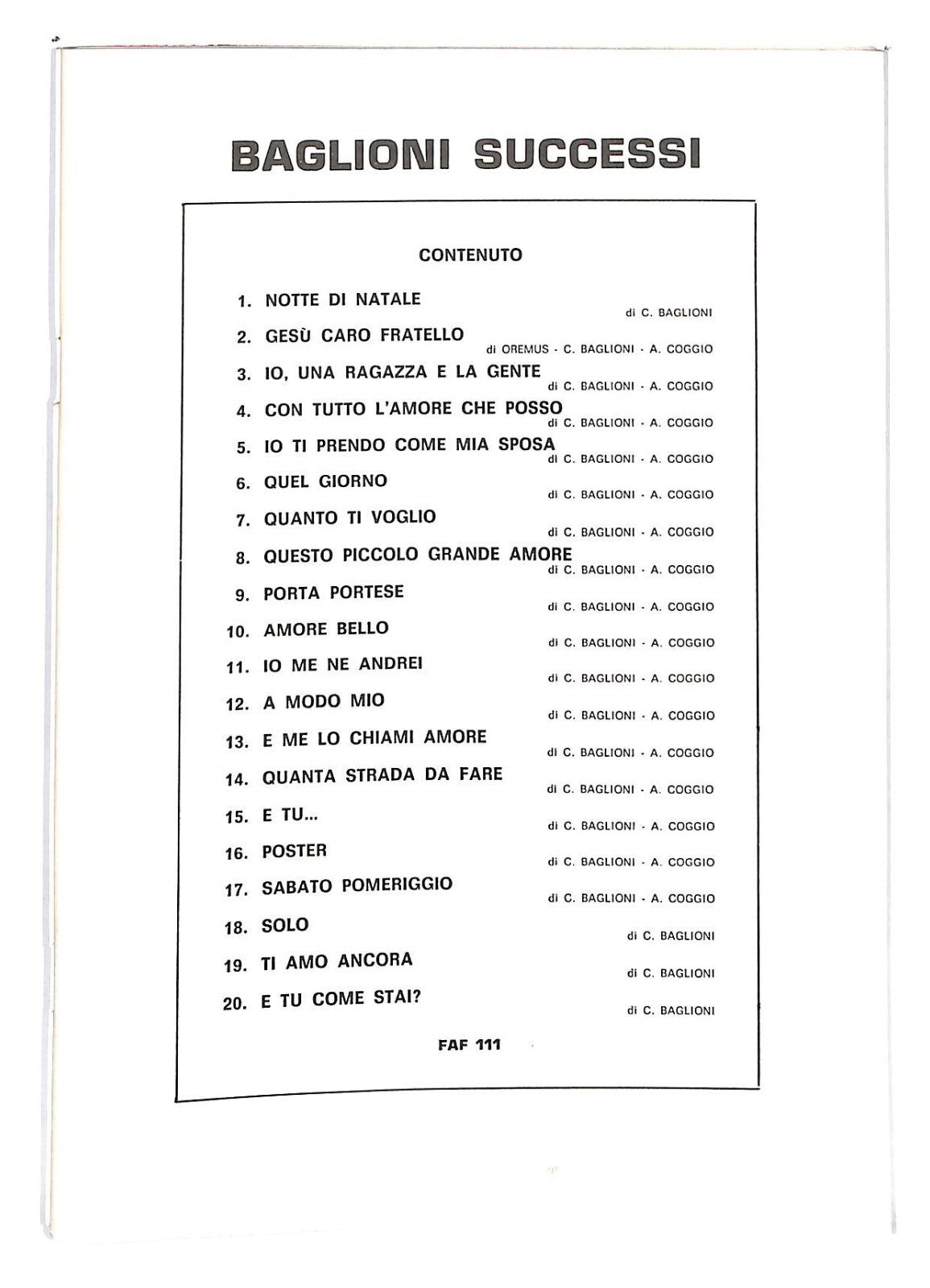 EBOND Spartiti Musicali - Successi Baglioni Libro LI040276