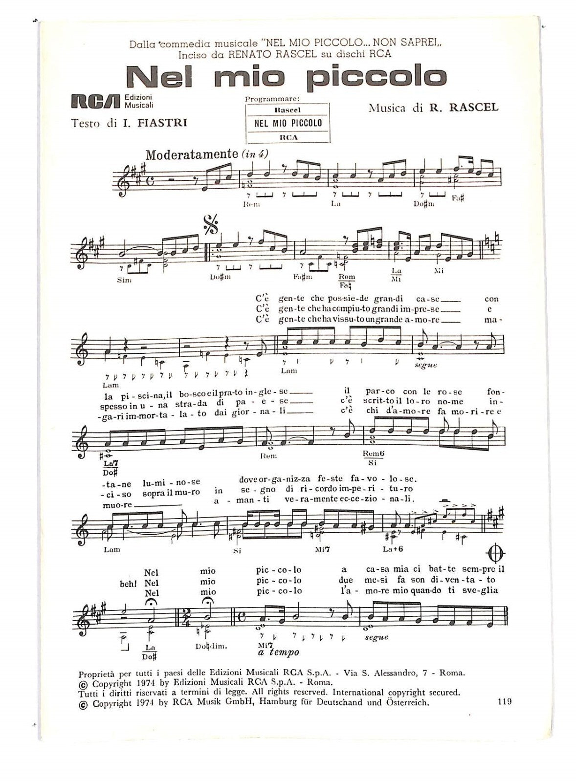 EBOND Spartiti Musicali Dario Bembo Renato Rascel Nicola Di Bari Libro LI040278