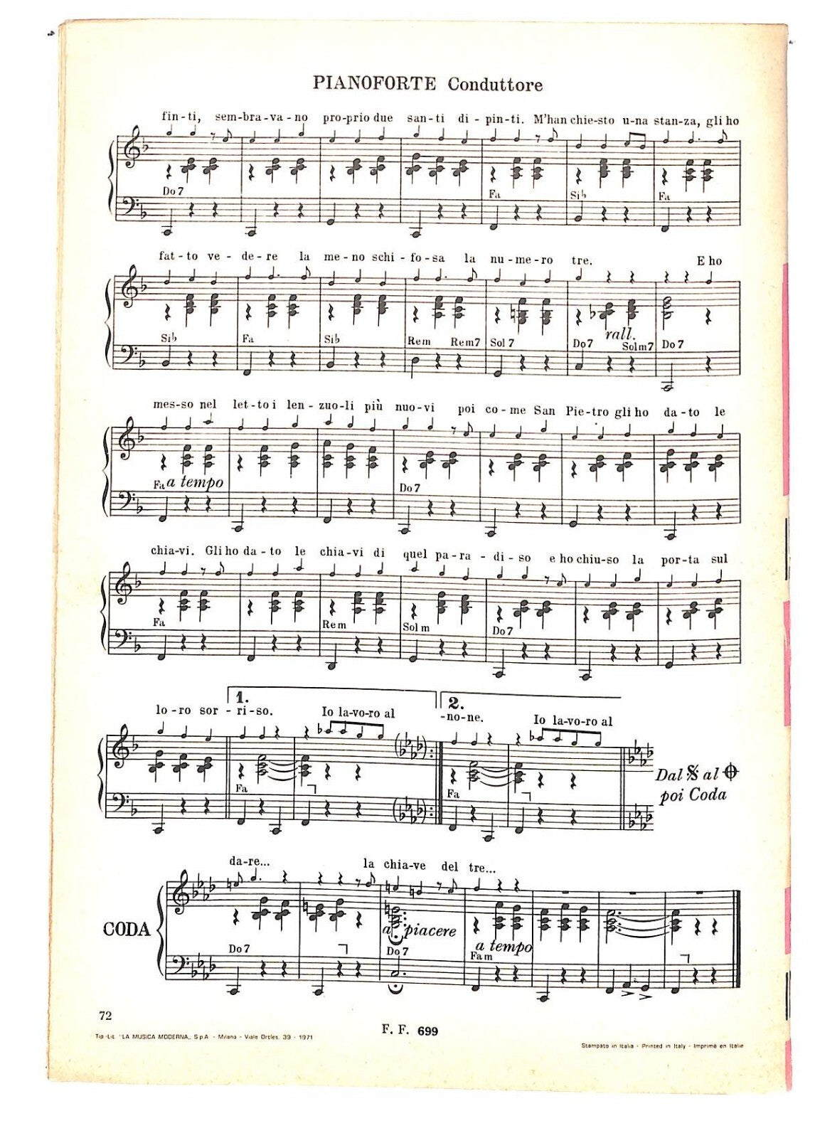 EBOND Spartiti- Sanremo 1971 Santo Antonio Santo Francisco Libro LI040288