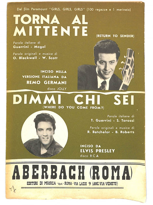 EBOND Spartiti - Elvis Presley Torna Al Mittente Dimmi Chi Sei Libro LI040310