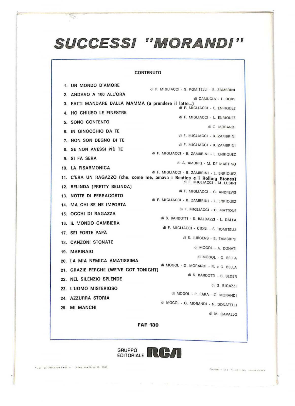 EBOND Spartiti - Successi Morandi Libro LI040324
