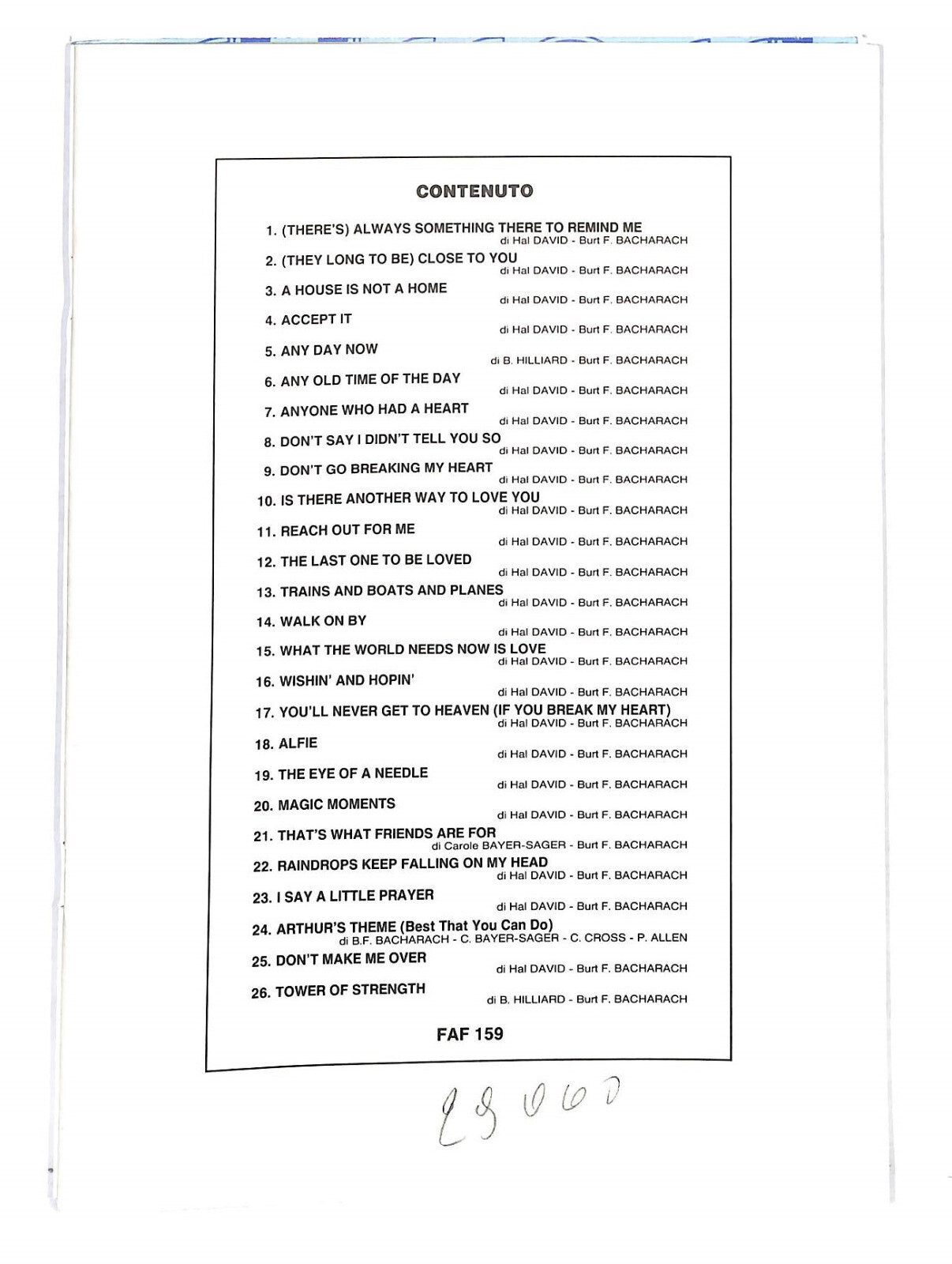 EBOND Spartiti - Successi Burt Bacharach Libro LI040329