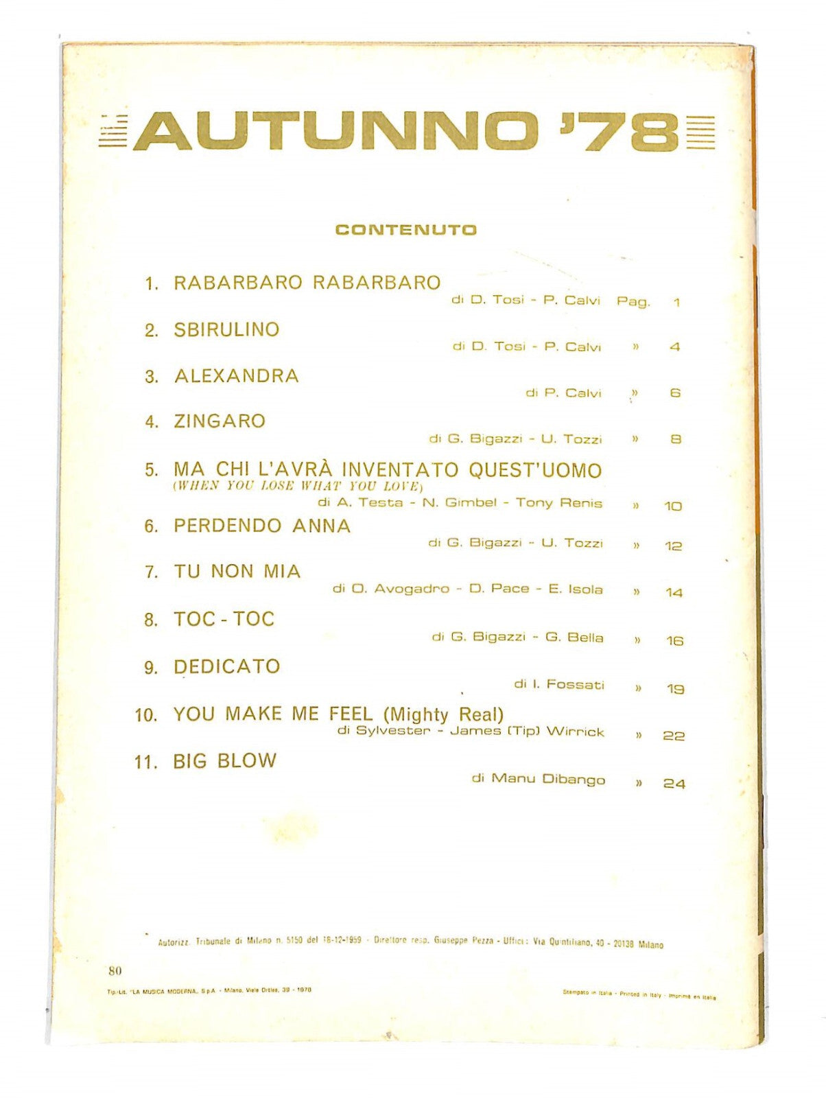 EBOND Spartiti - Autunno'78 Libro LI040384