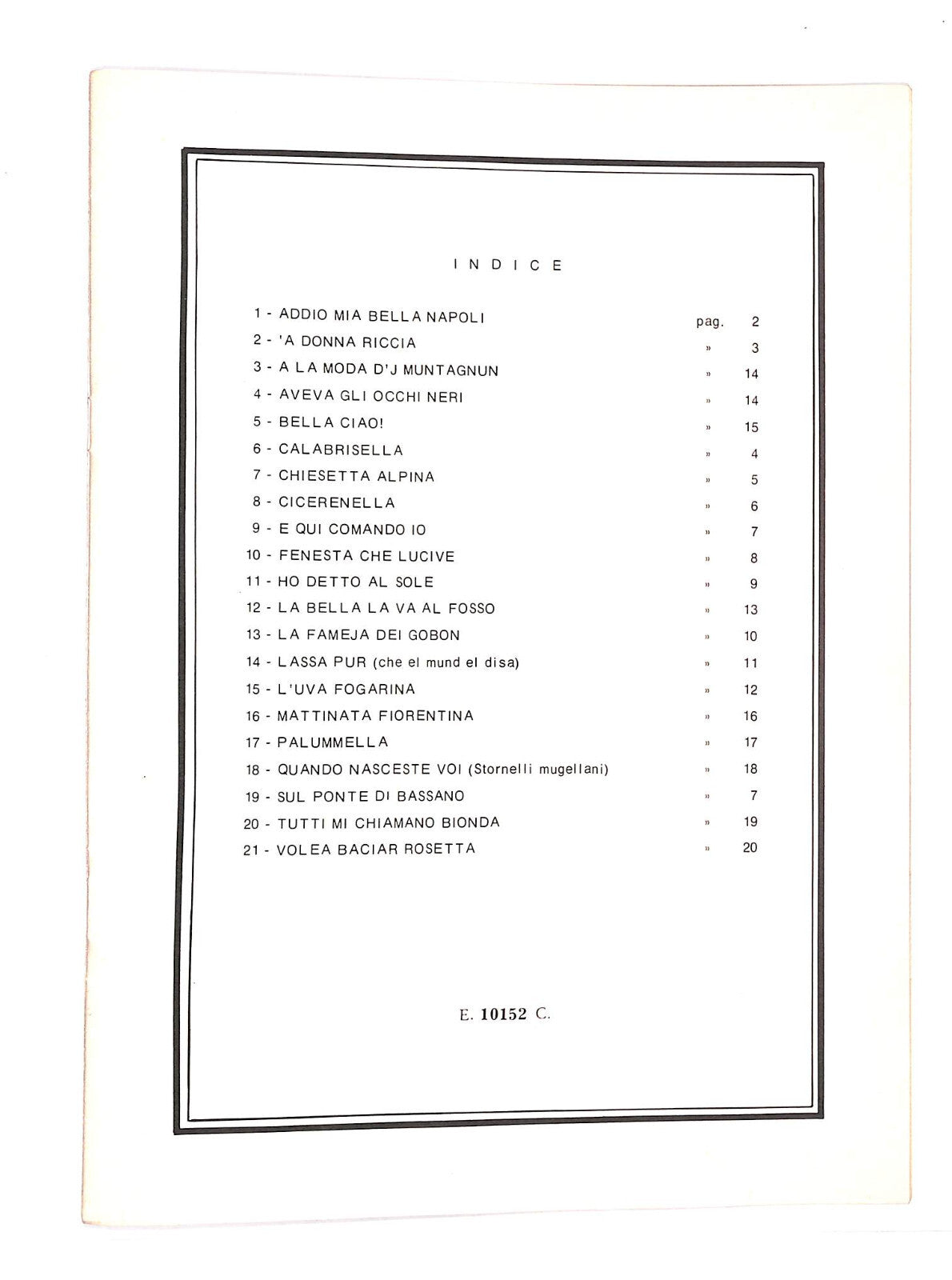 EBOND Spartiti - Canti e Canzoni Popolari D'italia Vol.secondo Libro LI040529