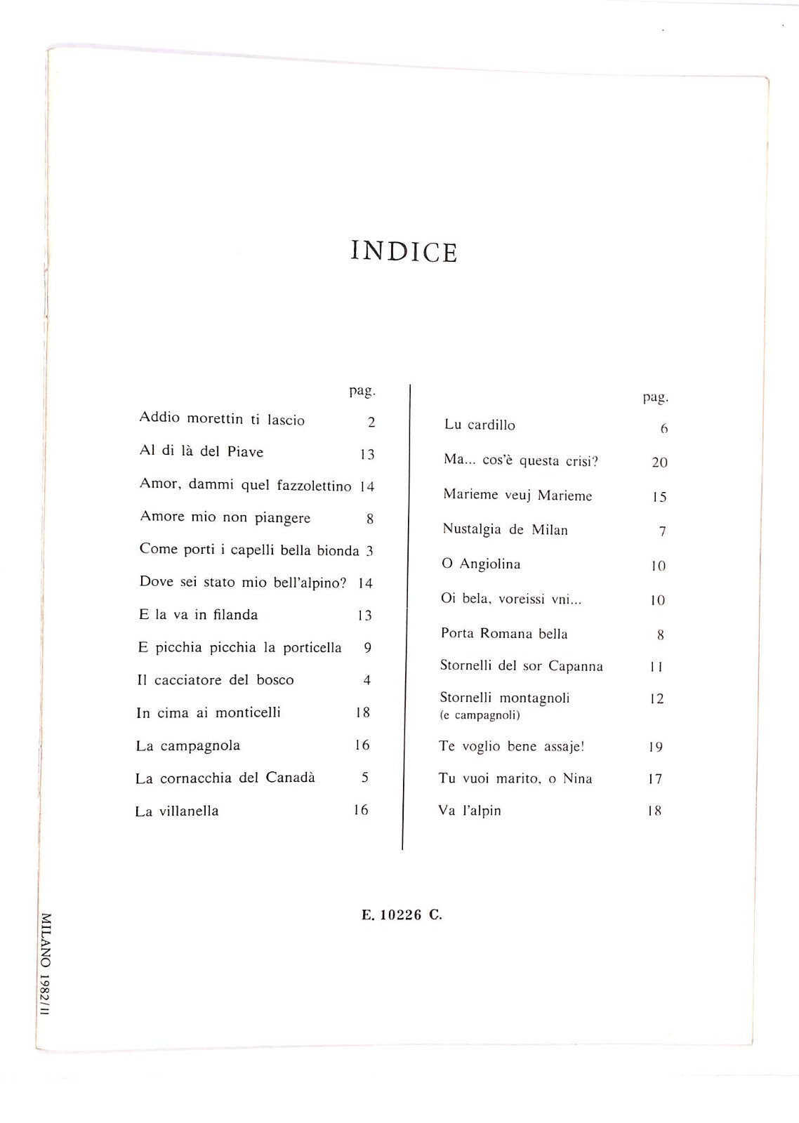 EBOND Spartiti - Canti e Canzoni Popolari D'italia Vol.terzo Libro LI040531