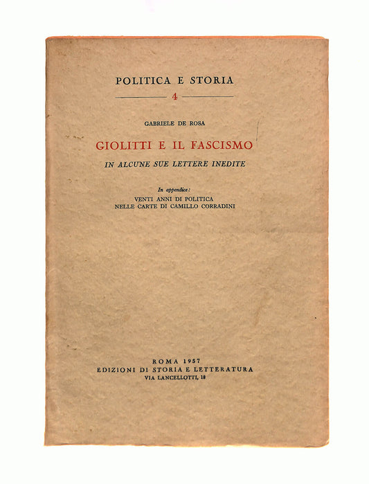 EBOND Giolitti e Il Fascismo In Alcune Sue Lettere Inedite Libro LI040738