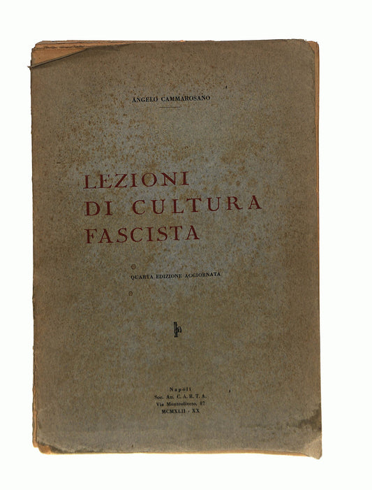 EBOND Lezioni Di Cultura Fascista Angelo Cammarosano Libro LI040818