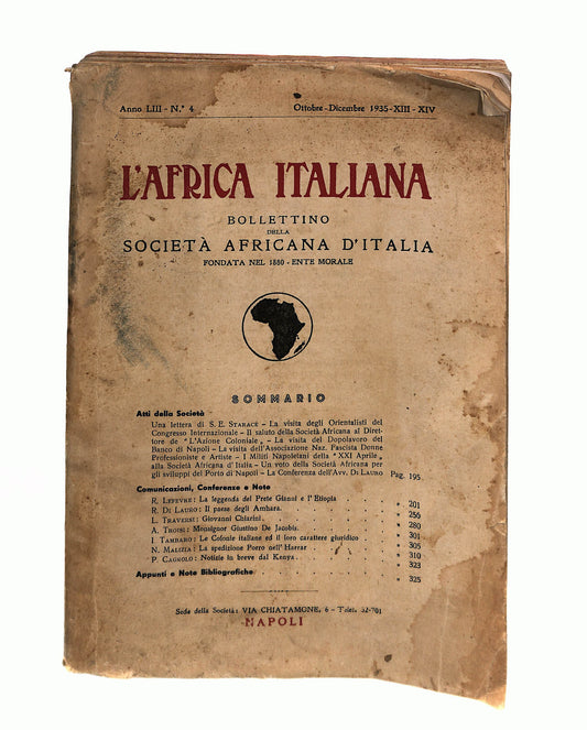 EBOND L'africa Italiana Bollettino Della Soc. Africana D'italia Libro LI040861