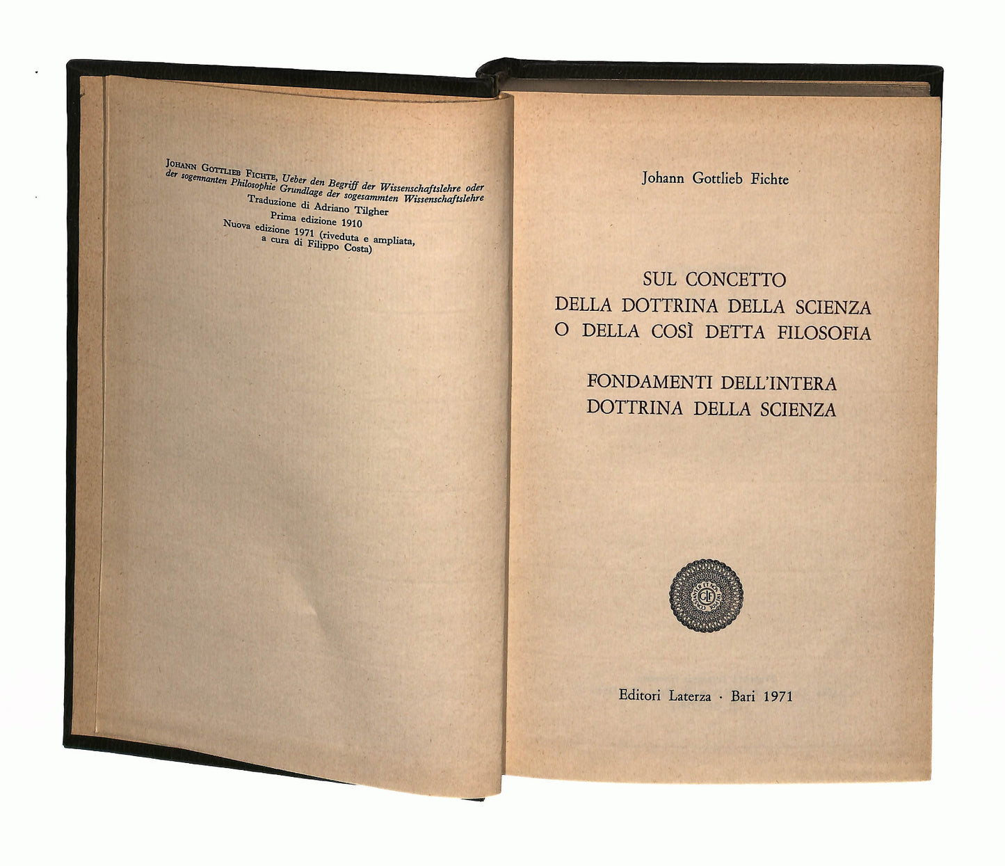 EBOND La Dottrina Della Scienza Fichte Laterza 1971 Libro LI041112