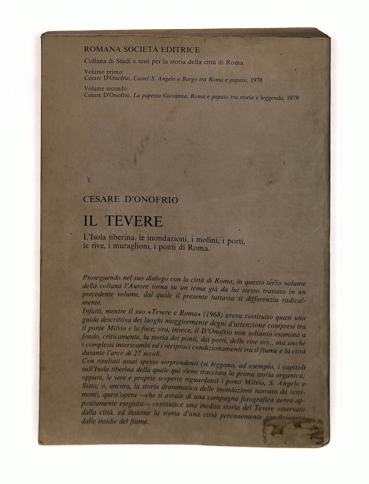 EBOND Il Tevere Cesare D Onofrio Romana Societa Editrice Libro LI041535