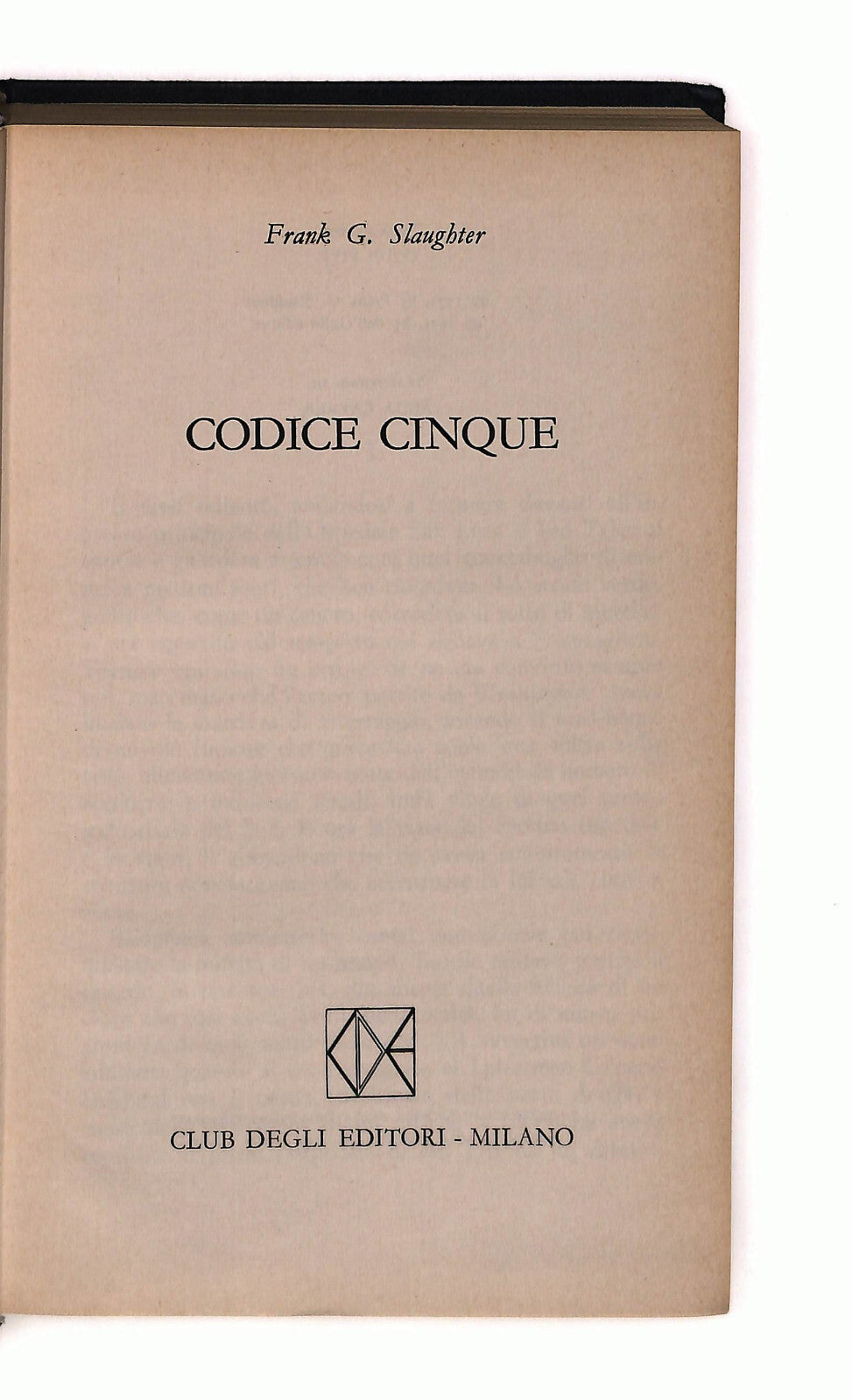 EBOND Codice Cinque Frank G. Slaughtere Libro LI041538