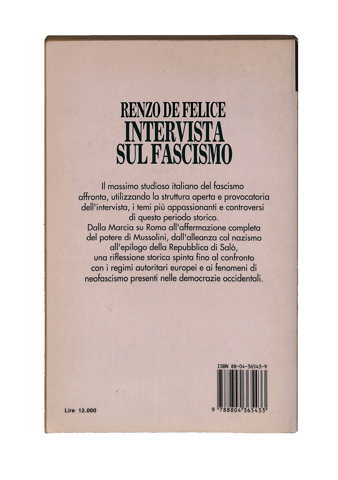 EBOND Intervista Sul Fascismo Renzo De Felice Mondadori Libro LI041660
