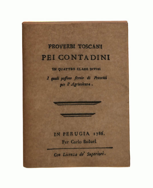 EBOND Proverbi Toscani Pei Contadini Ristampa Anastatica 1975 Libro LI041854